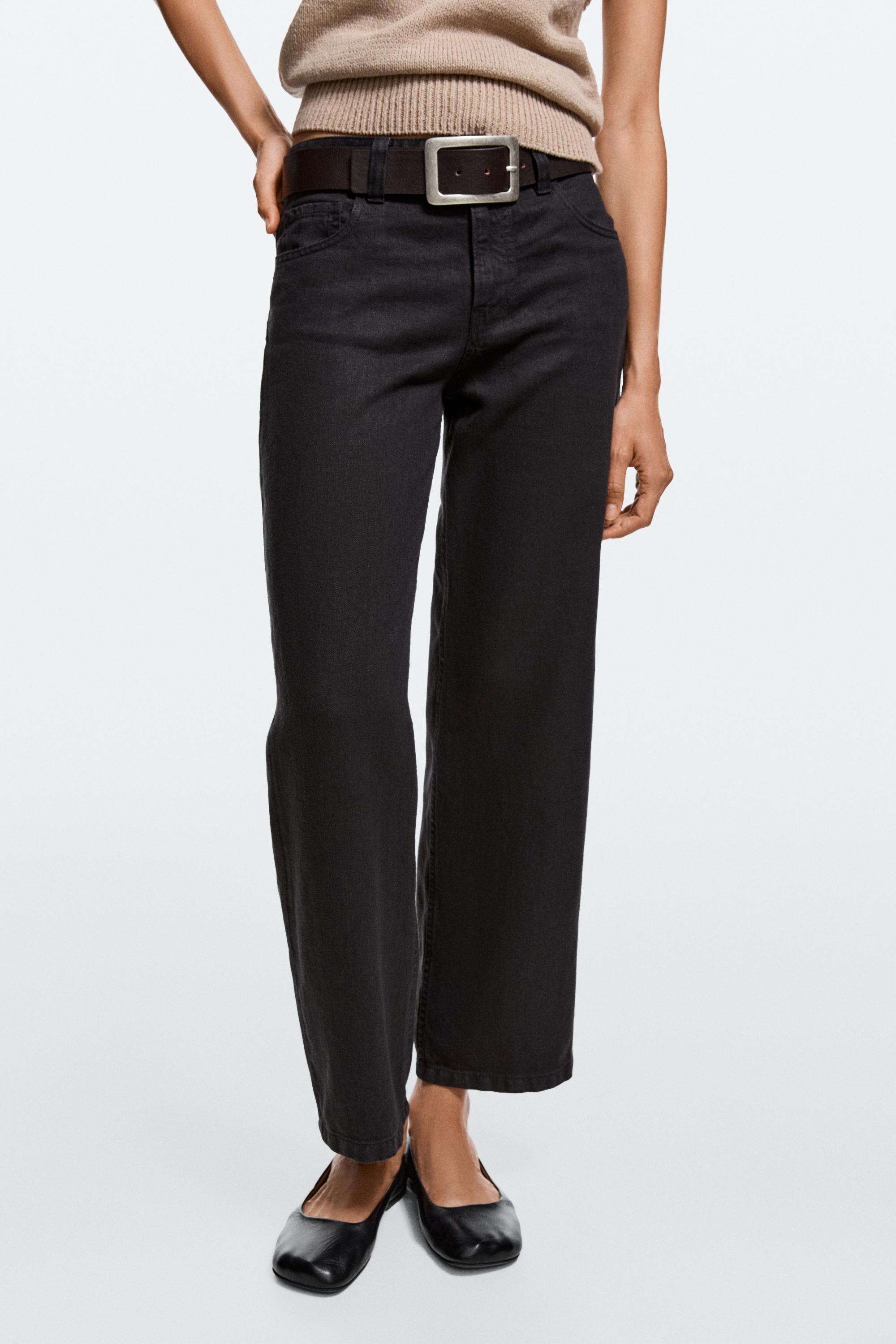 Low-rise cropped straight-leg jeans